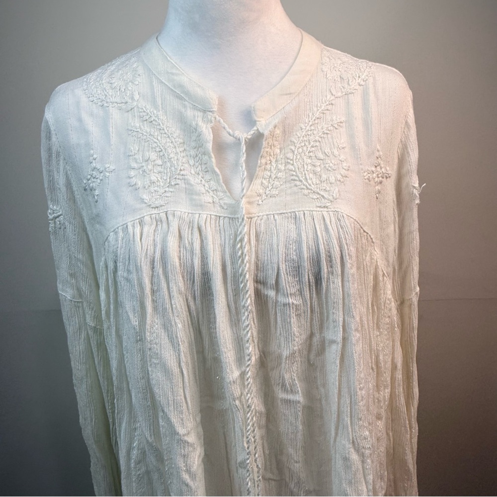 Rachel Zoe Ivory Embroidered Boho Tunic Top | Like New | Bohemian - Picture 5 of 17